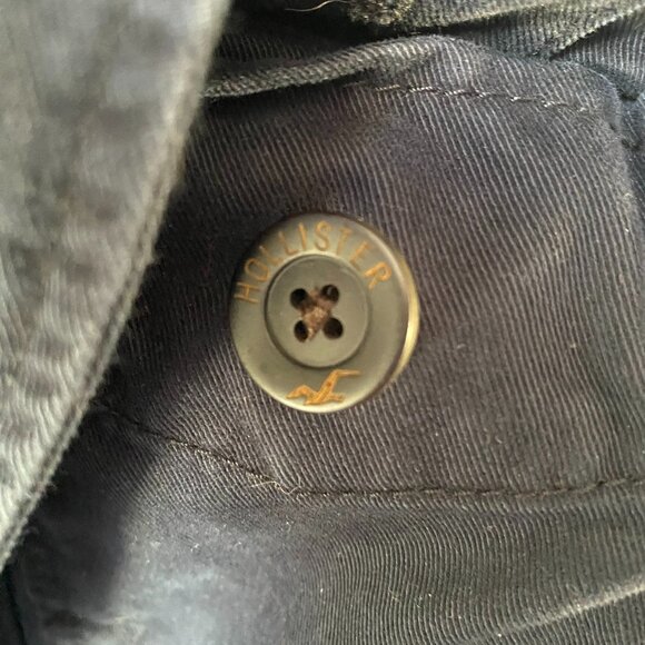 HOLLISTER MEN JACKET M 44" Chest Military Navy Blue Zipper Canvas Pockets - Picture 4 of 7